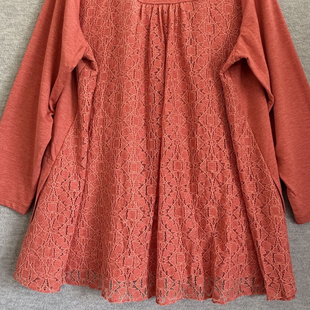 LOGO Lori Goldstein Layering Top 2X Lagenlook Full Zip Lace Long Cardigan Duster - Picture 6 of 12